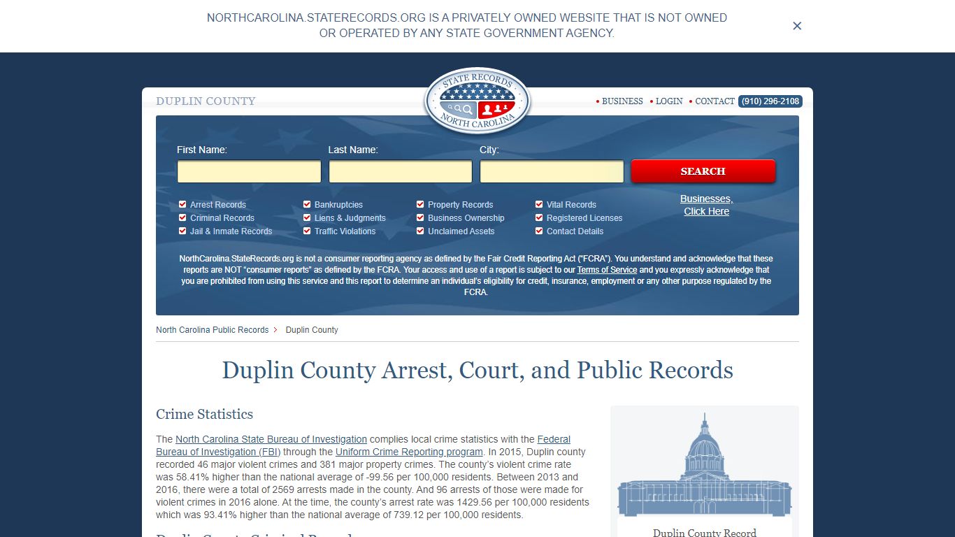 Duplin County Arrest, Court, and Public Records