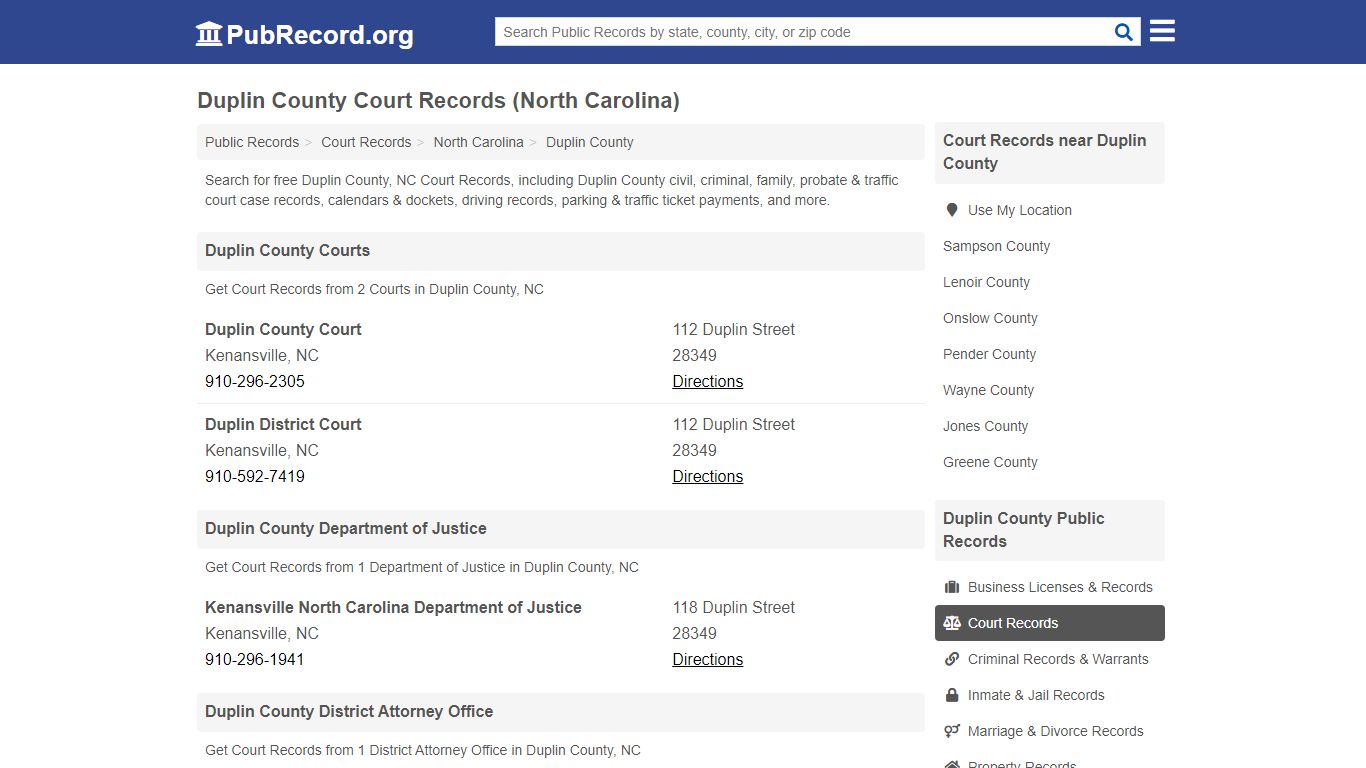 Duplin County Court Records (North Carolina) - PubRecord.org